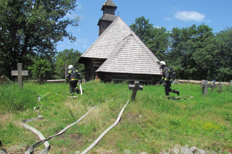 Tűzoltási gyakorlat a Skanzenben
