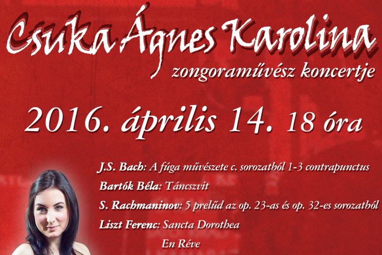 Csuka Ágnes Karolina zongoraművész koncertje